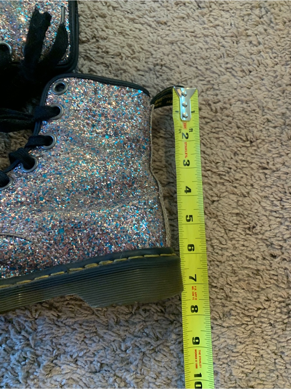 Dr. Martens 1460 Farrah Multi-Blue Glitter Lace-Up Ankle Boots - Picture 15 of 16